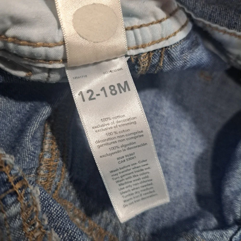 OshKosh B'gosh Kids Blue Denim Vestbak Overalls 12-18M Carpenter Stripe Kidcore